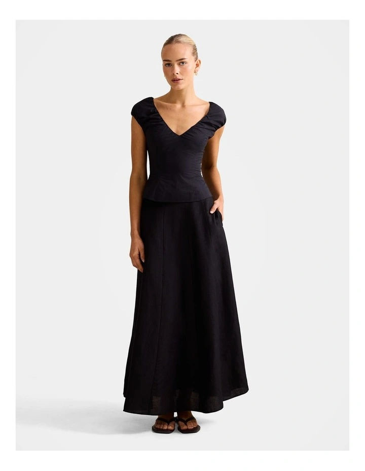 Mira V Neck Top in Black image 5