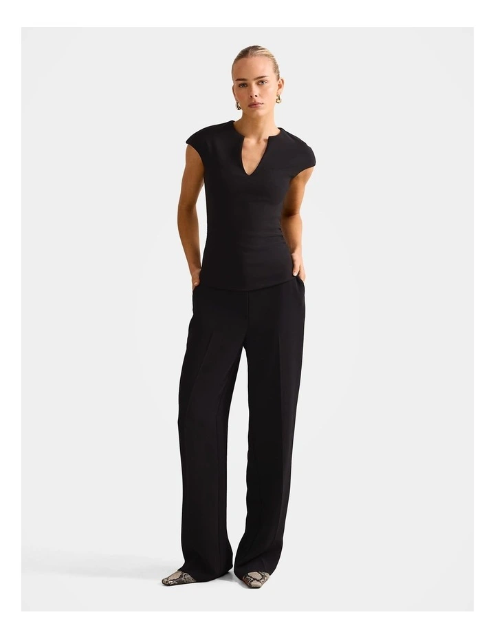 Montana V Neck Extended Shoulder Top in Black image 5