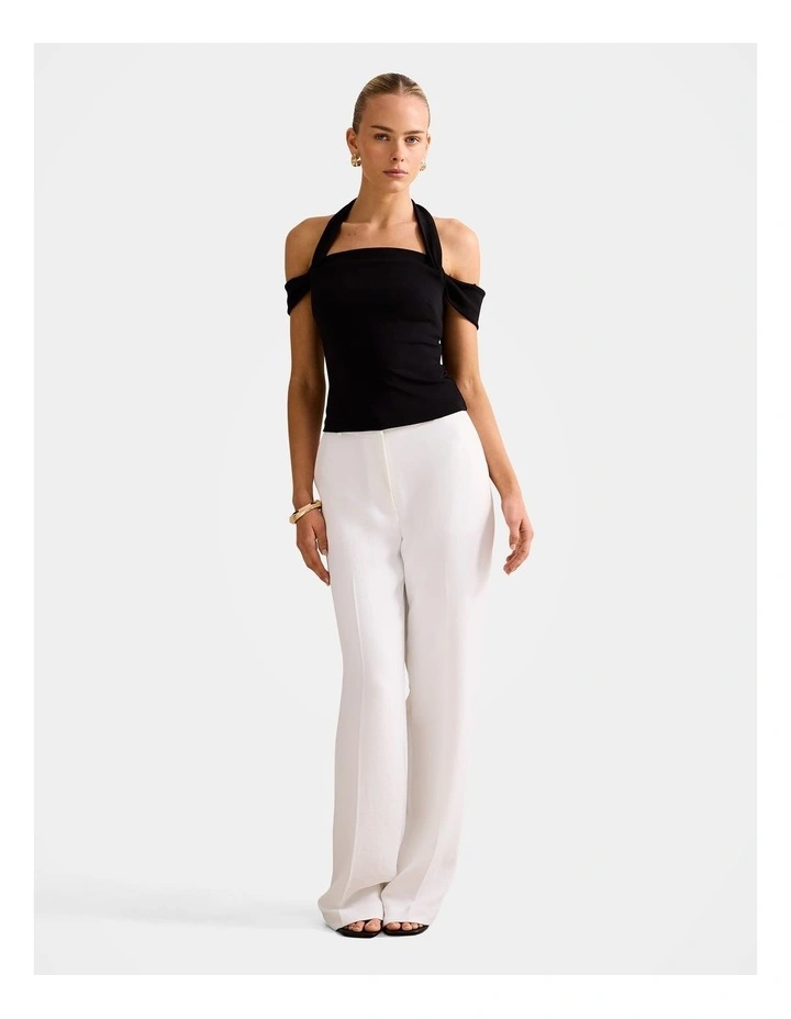 London Halter Neck Off- Shoulder Top in Black image 5