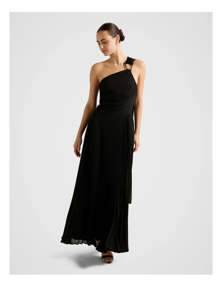 Sandra Pleated Cape Maxi Dress in Black image 1