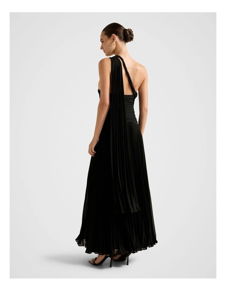 Sandra Pleated Cape Maxi Dress in Black image 2