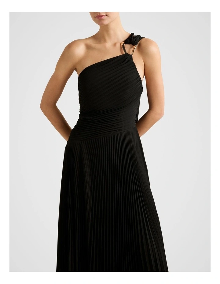 Sandra Pleated Cape Maxi Dress in Black image 4