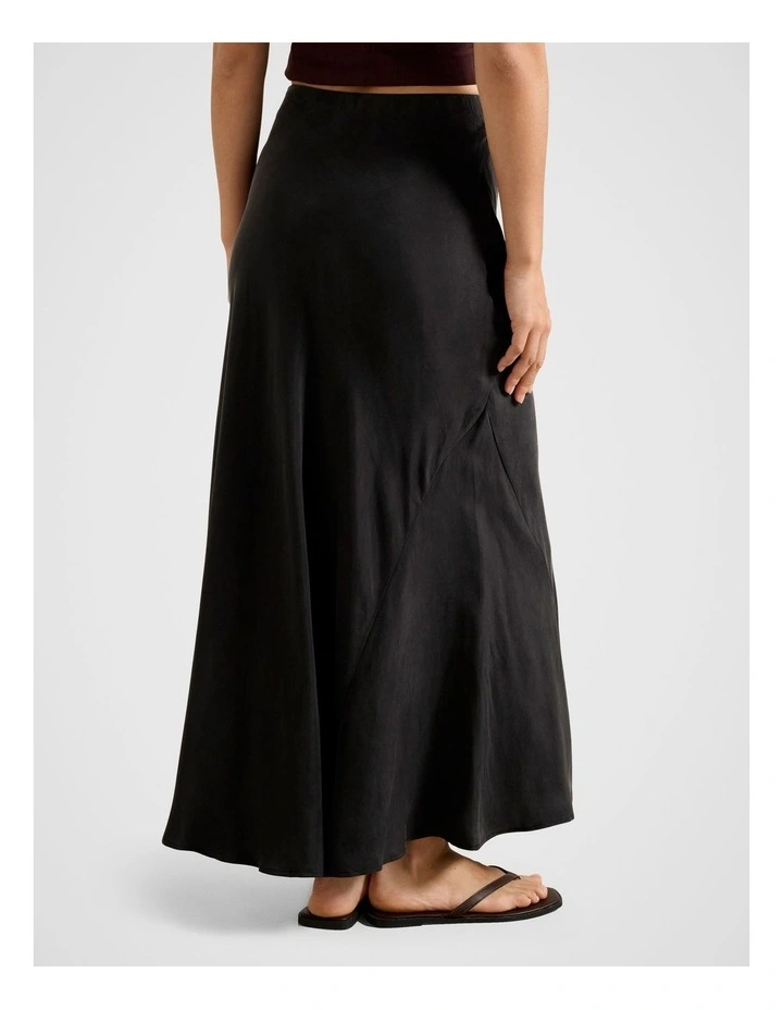 Nesta Cupro Maxi Skirt in Black image 2