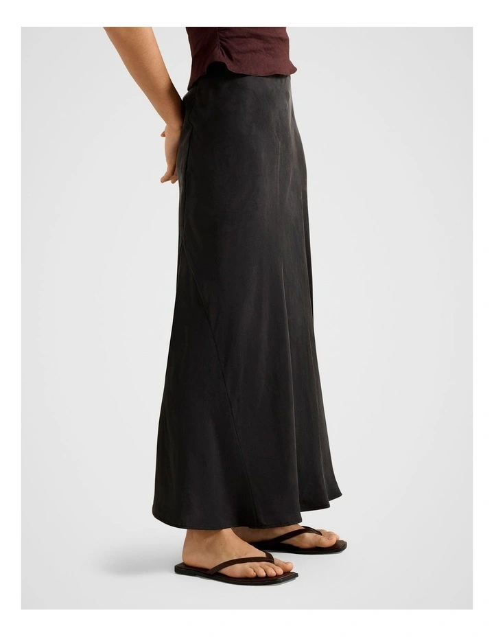 Nesta Cupro Maxi Skirt in Black image 3