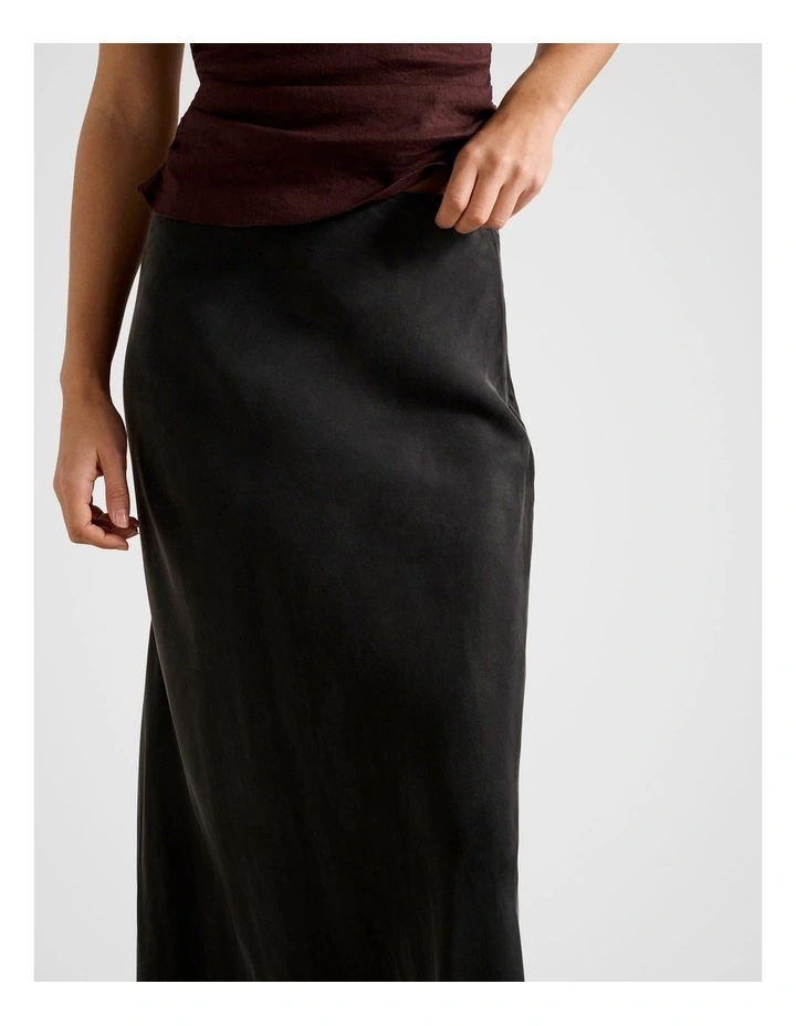 Nesta Cupro Maxi Skirt in Black image 4