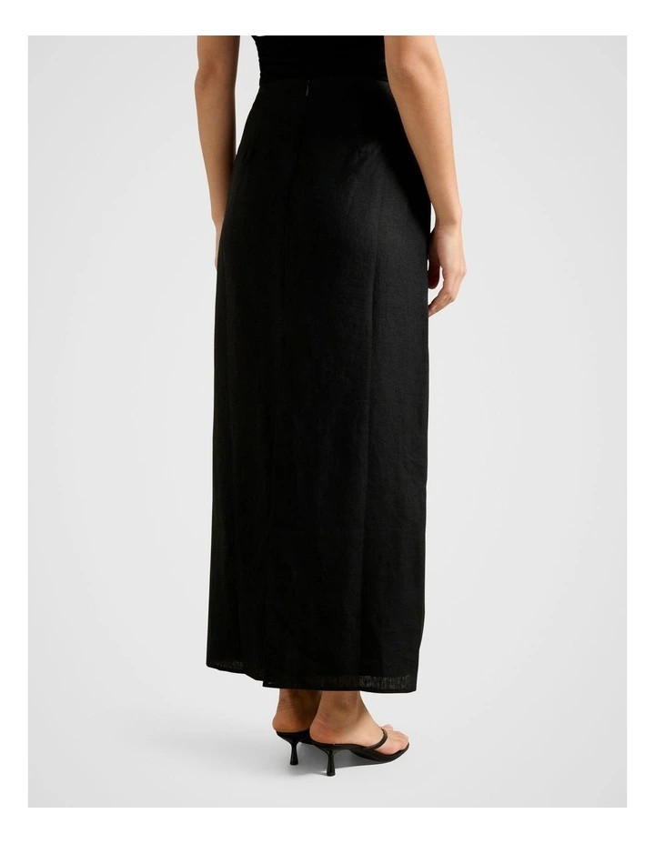 Maggie Linen Column Maxi Skirt in Black image 2
