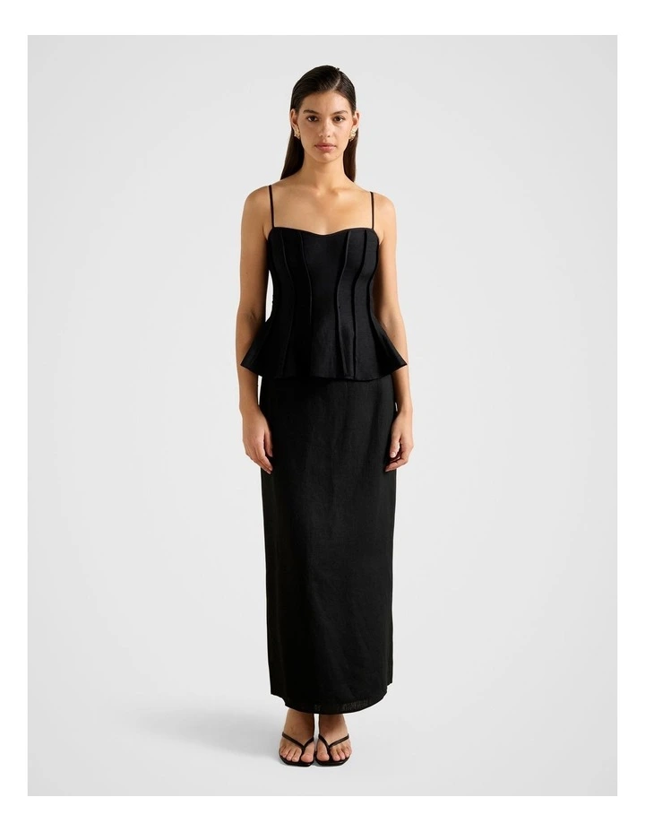 Maggie Linen Column Maxi Skirt in Black image 5