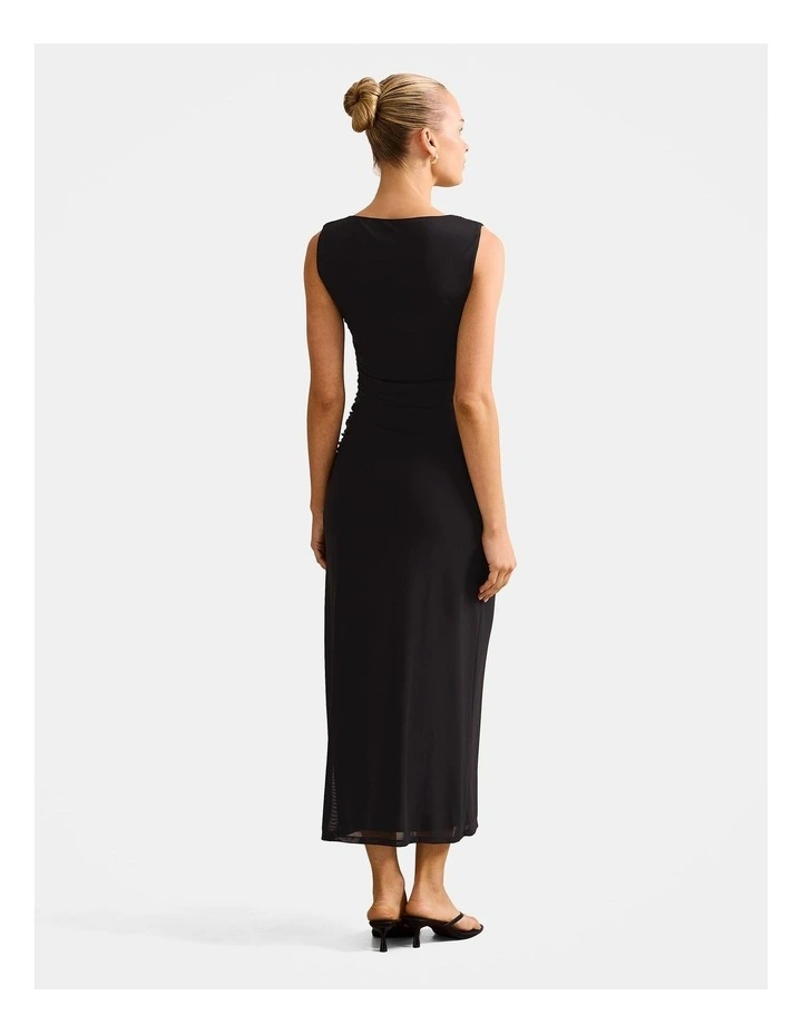 Ally Sleeveless Mesh Midi Dress in Black image 2