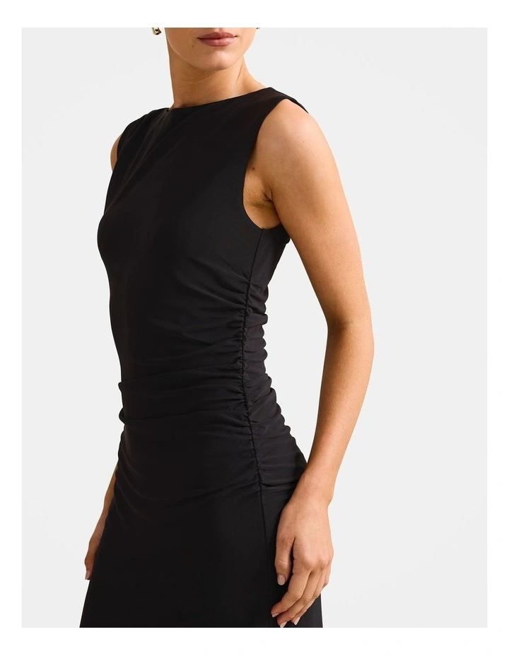 Ally Sleeveless Mesh Midi Dress in Black image 4