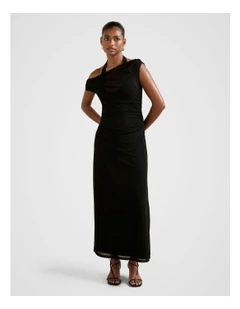 Brooklyn Layered Jersey Maxi Dress in Black