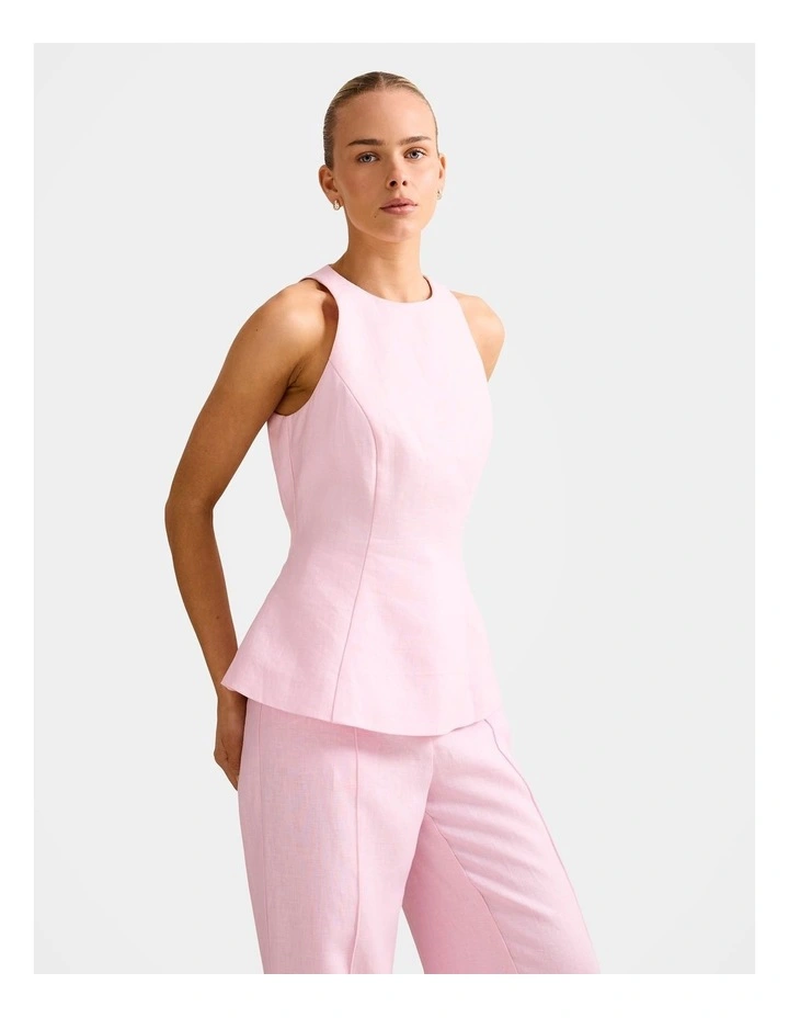 Liliana Linen Top in Pink image 3