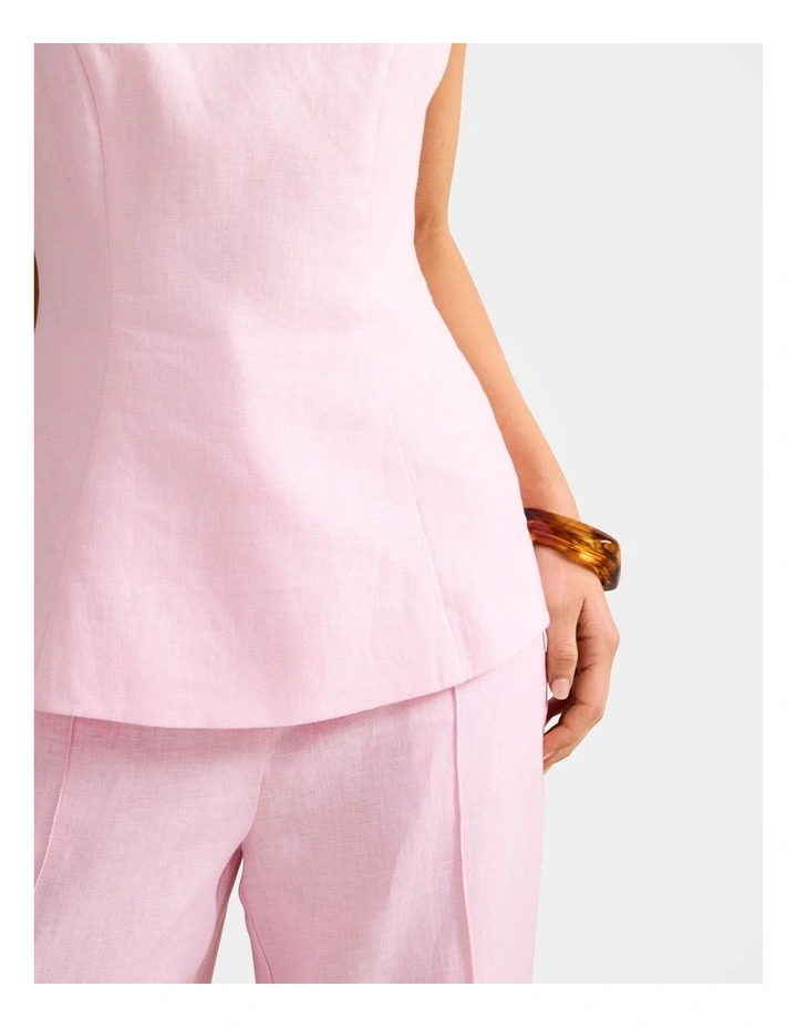 Liliana Linen Top in Pink image 4