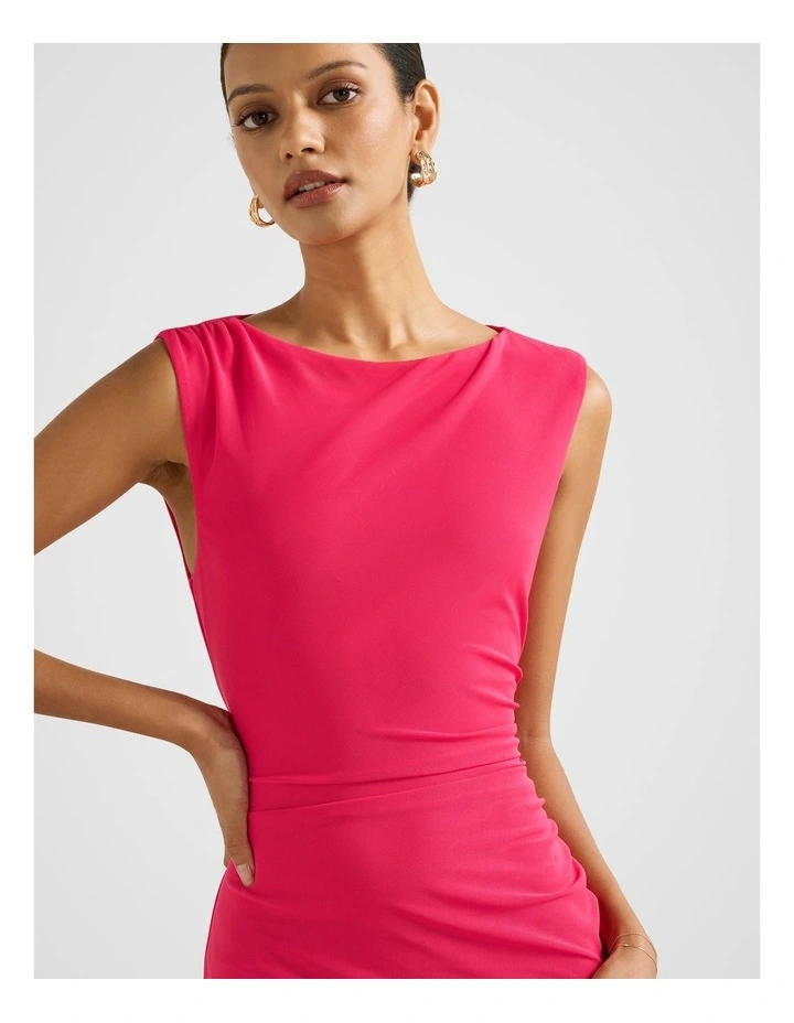 Ally Jersey Midi Dress in Pink image 4