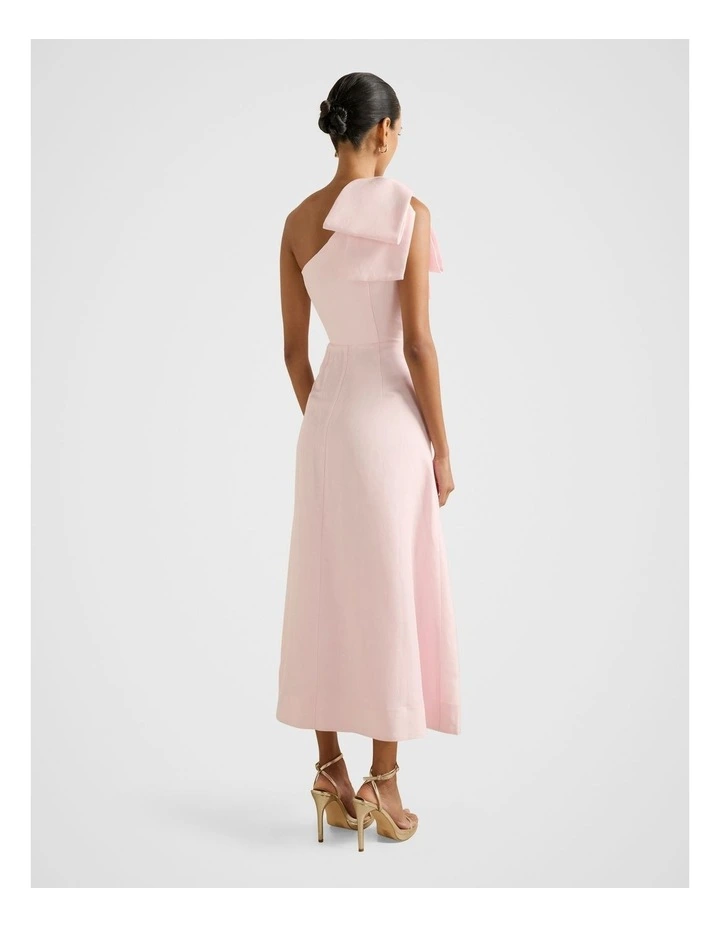 Danni Asymmetrical Bow Midi Dress in Pink image 2