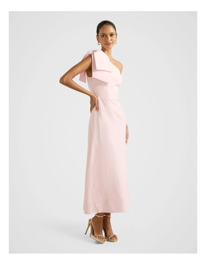 Danni Asymmetrical Bow Midi Dress in Pink image 3