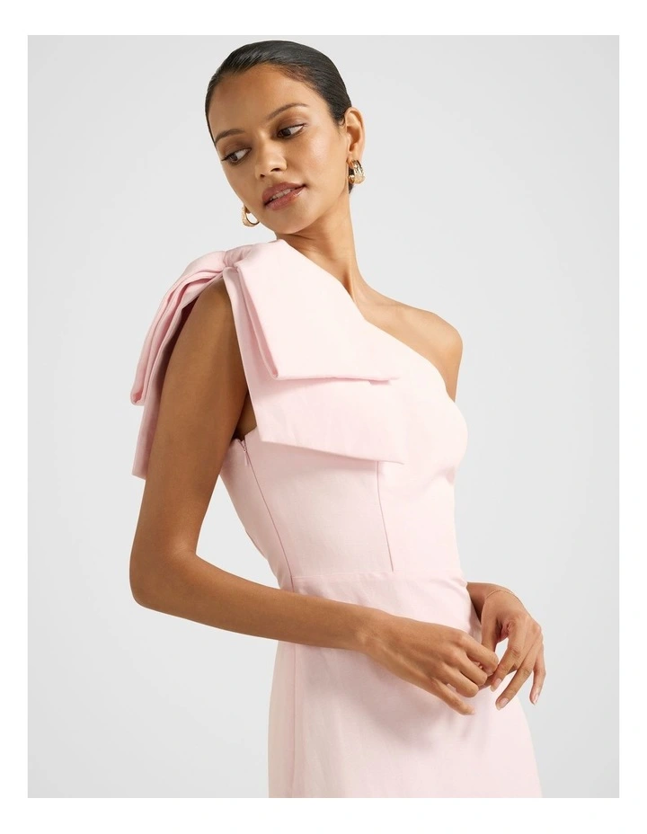 Danni Asymmetrical Bow Midi Dress in Pink image 4
