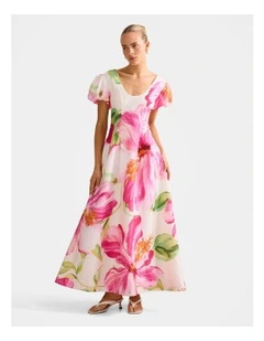 Lily Scoop Neck Midi Dress in Multi