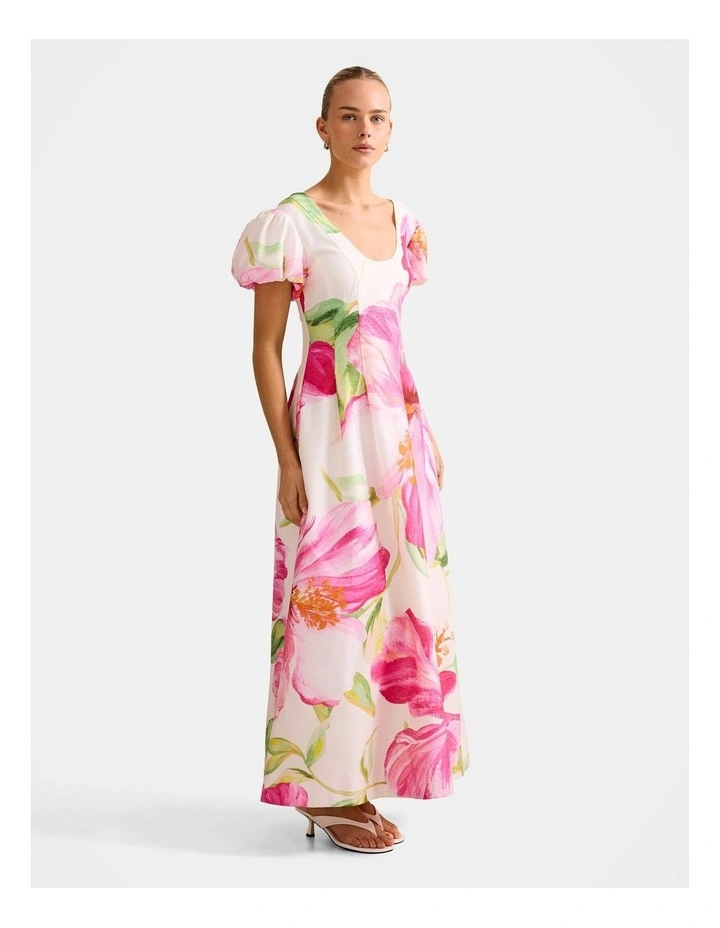 Lily Scoop Neck Midi Dress in Multi image 3