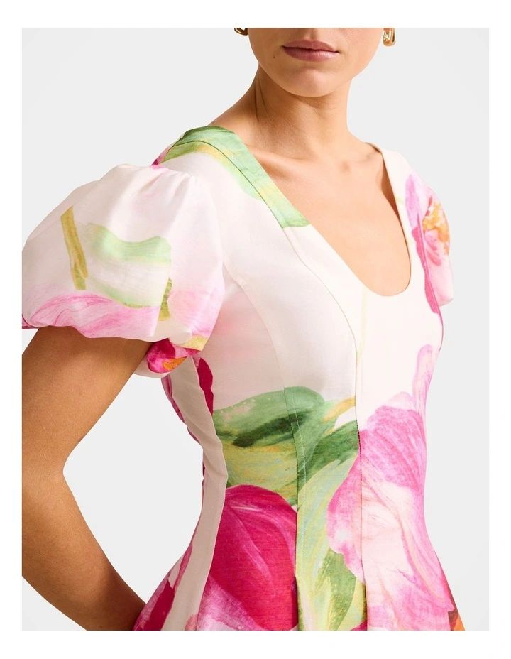 Lily Scoop Neck Midi Dress in Multi image 4