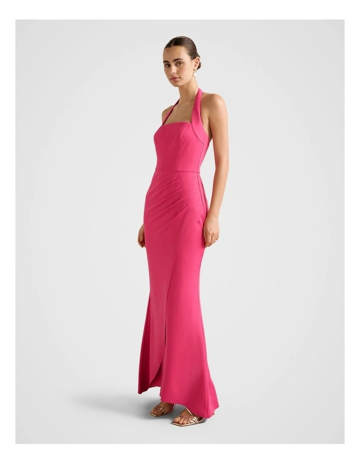 Willow Halter Neck Wrap Maxi Dress in Pink image 3