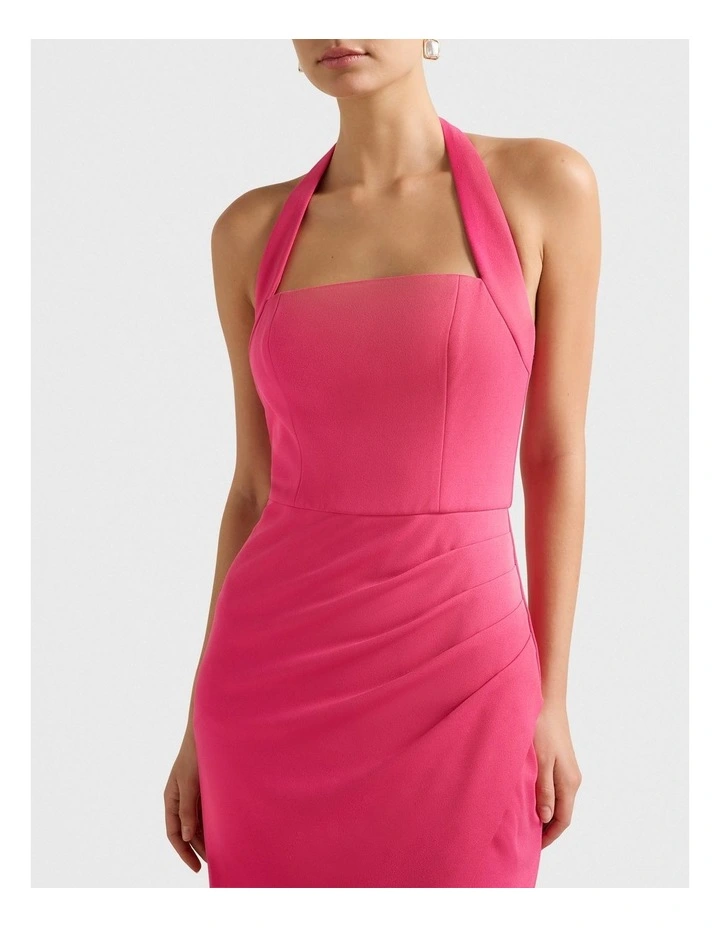 Willow Halter Neck Wrap Maxi Dress in Pink image 4