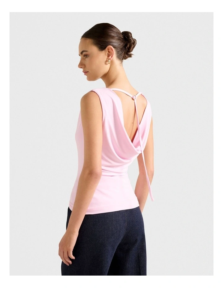 June Cowl Neck Back Tank Top in Pink image 2