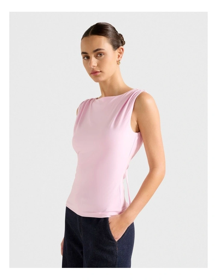 June Cowl Neck Back Tank Top in Pink image 3