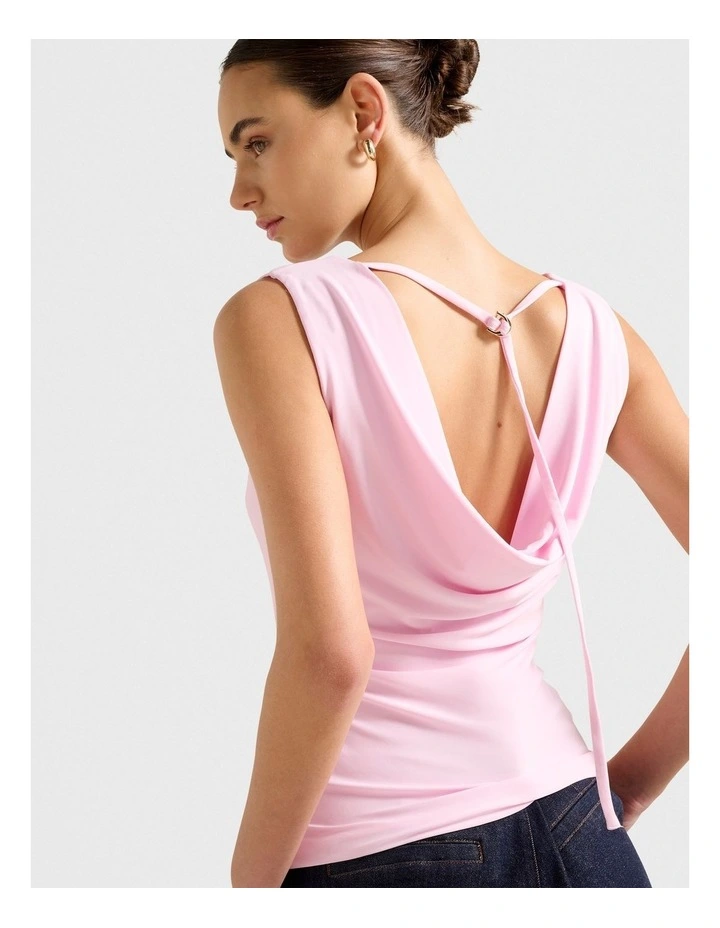 June Cowl Neck Back Tank Top in Pink image 4