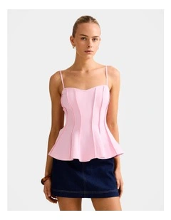 Caitlin Peplum Top in Pink