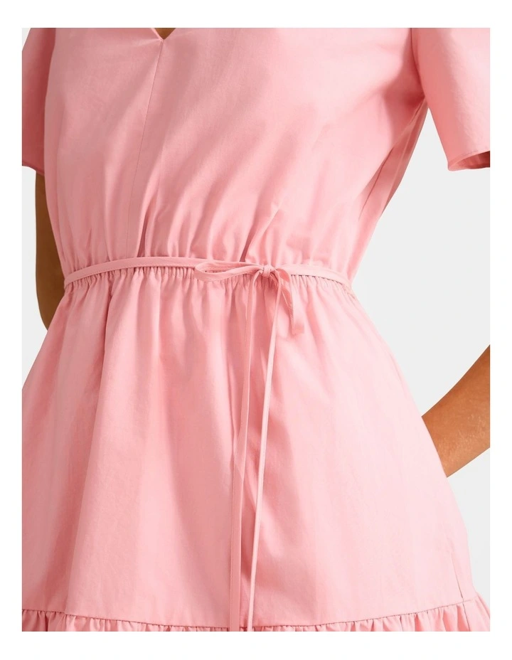 Hattie Short Sleeves Cotton Mini Dress in Pink image 4