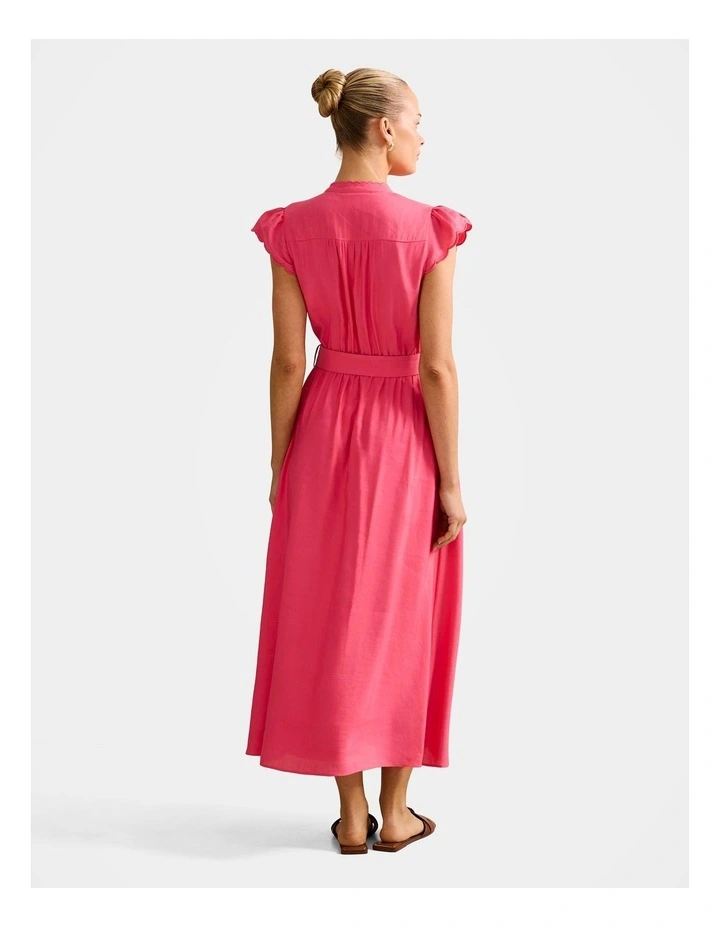 Serafina Scallop Edge Midi Dress in Pink image 2