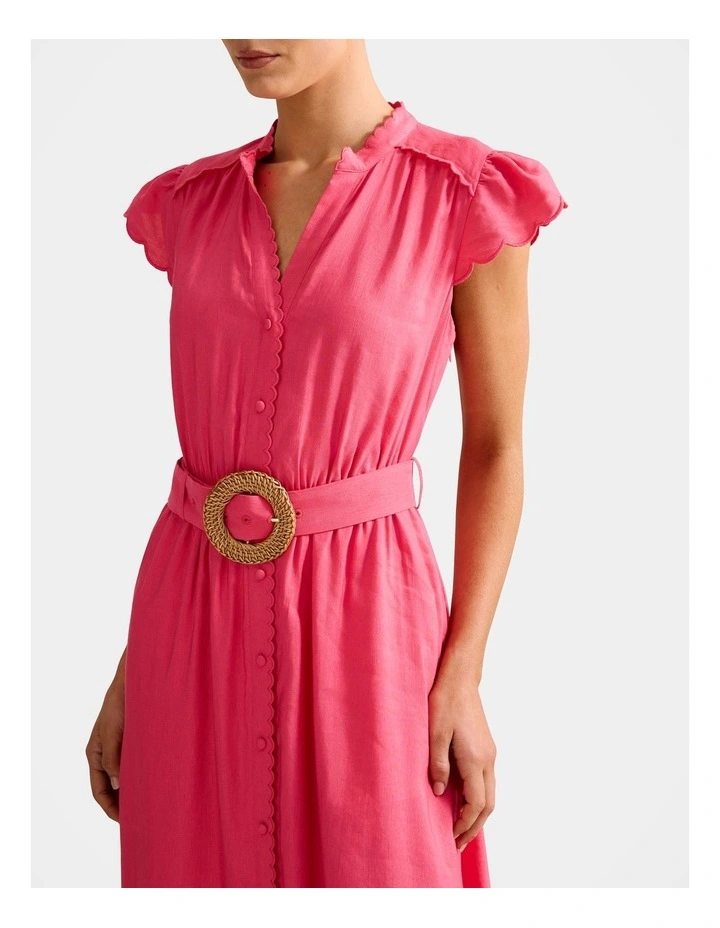 Serafina Scallop Edge Midi Dress in Pink image 4