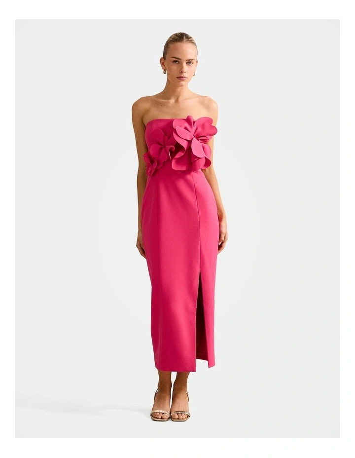 Tessa Flower Midi Dress in Pink image 1