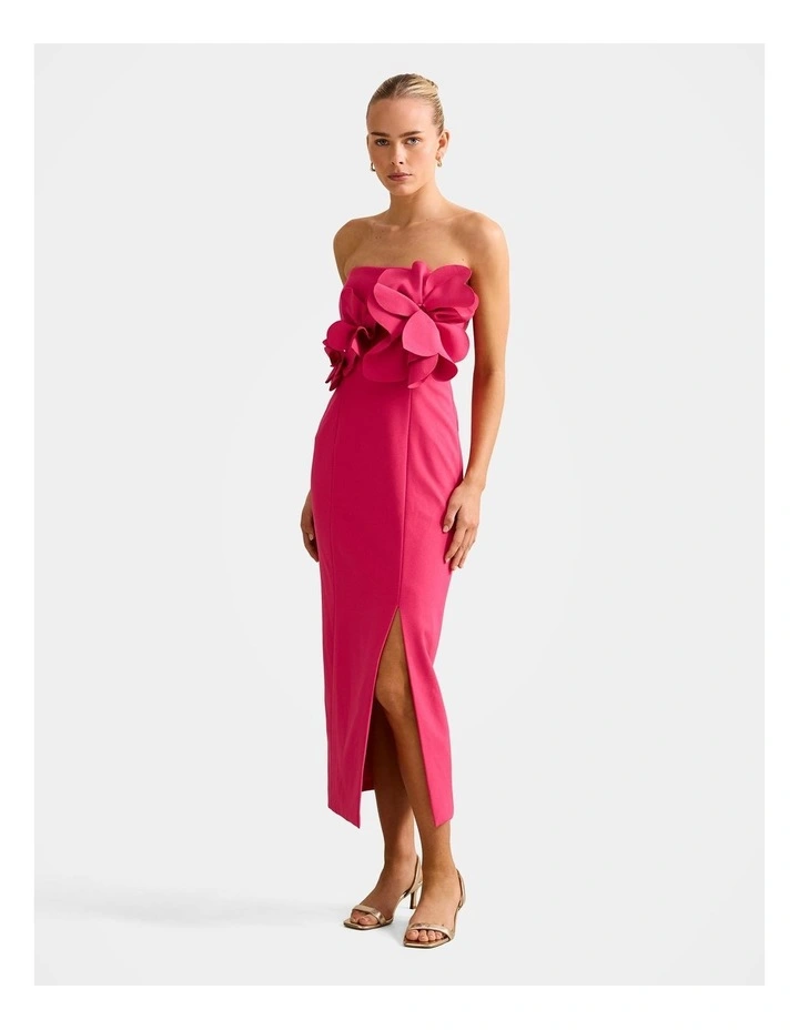 Tessa Flower Midi Dress in Pink image 3
