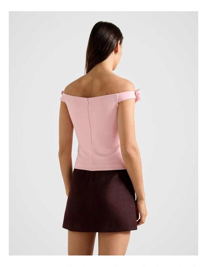 Faye Applique Bardot Top in Pink image 2