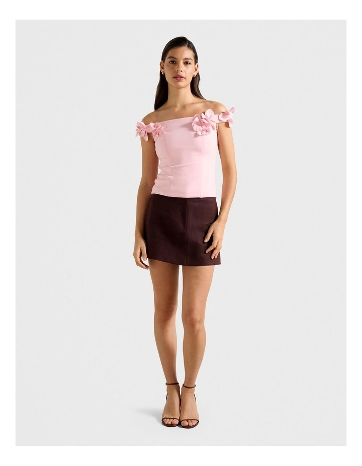 Faye Applique Bardot Top in Pink image 5