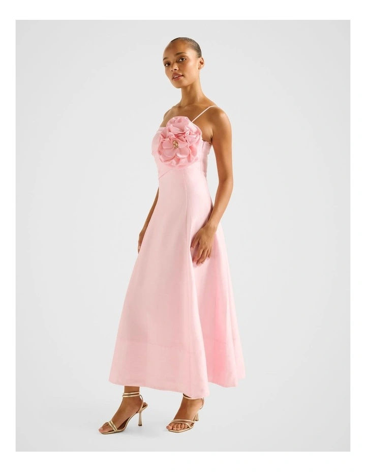 Felicia Structured Flower Midi Dress in Pink image 3
