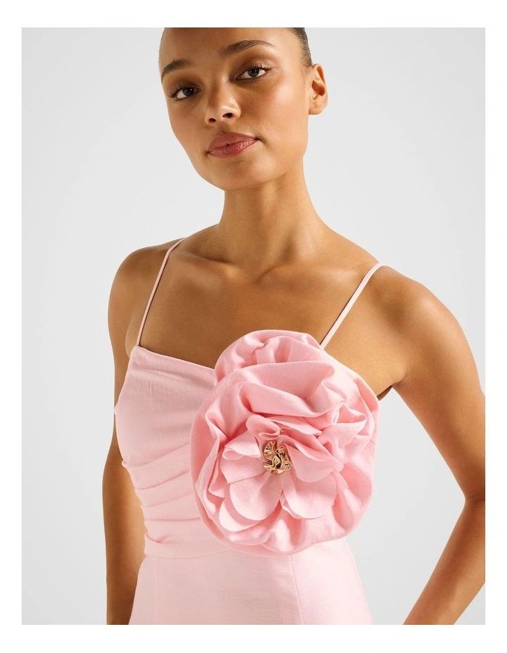 Felicia Structured Flower Midi Dress in Pink image 4
