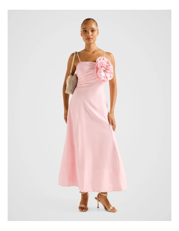 Felicia Structured Flower Midi Dress in Pink image 5