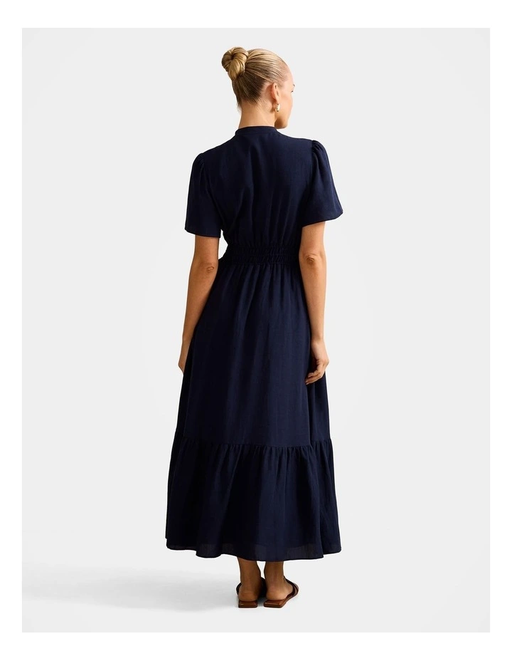 Eleanor Button Down Midi Dress in Navy image 2