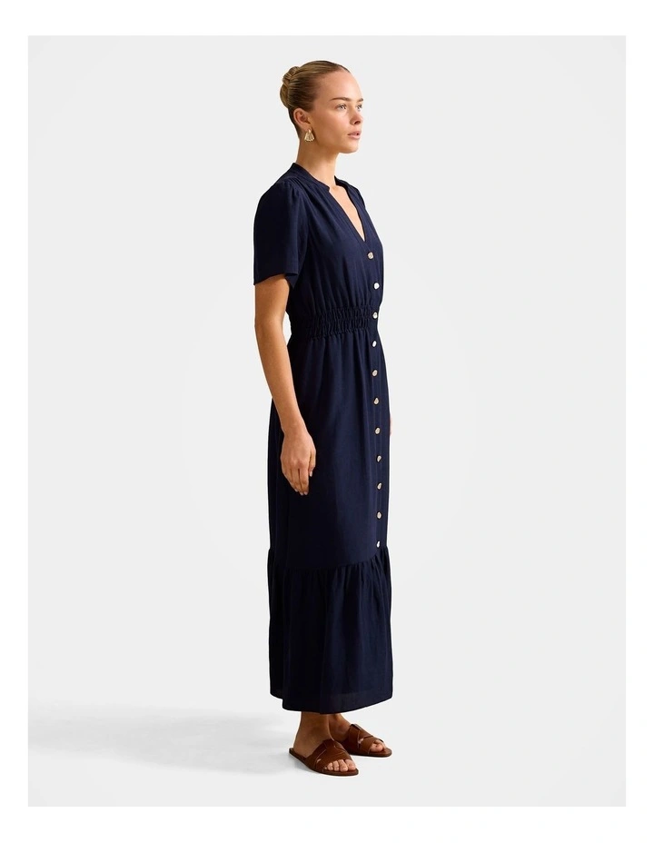 Eleanor Button Down Midi Dress in Navy image 3