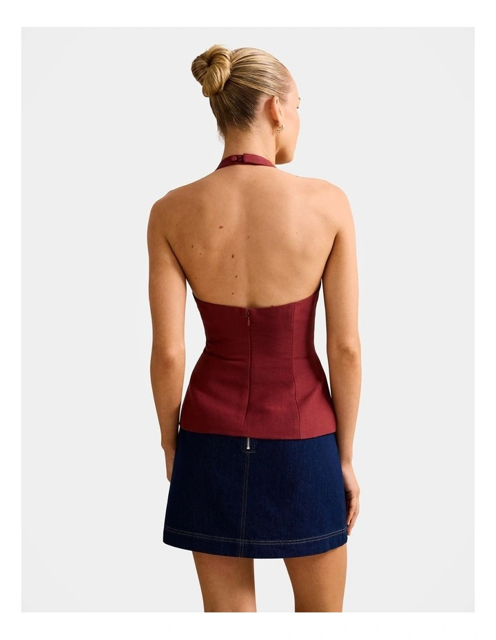 Dina Hardware Linen Top in Brown image 2