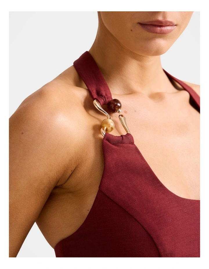 Dina Hardware Linen Top in Brown image 4