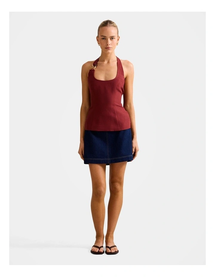Dina Hardware Linen Top in Brown image 5