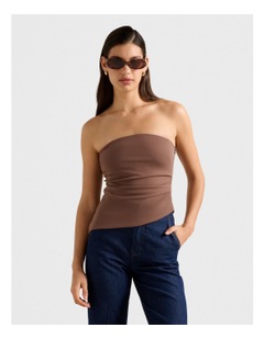 Forever New Pattie Asymmetrical Bandeau Top in Brown