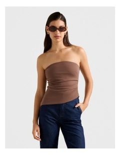 Pattie Asymmetrical Bandeau Top in Brown
