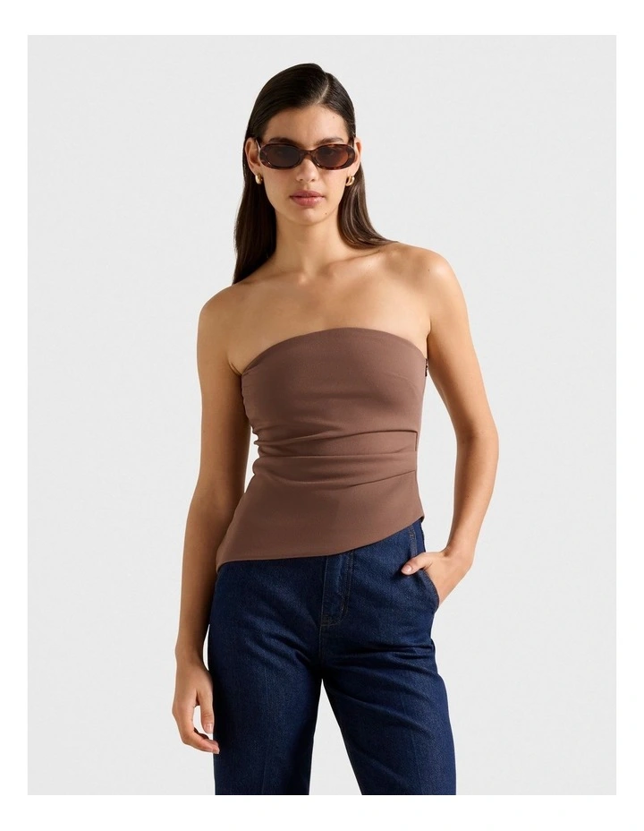 Pattie Asymmetrical Bandeau Top in Brown image 1