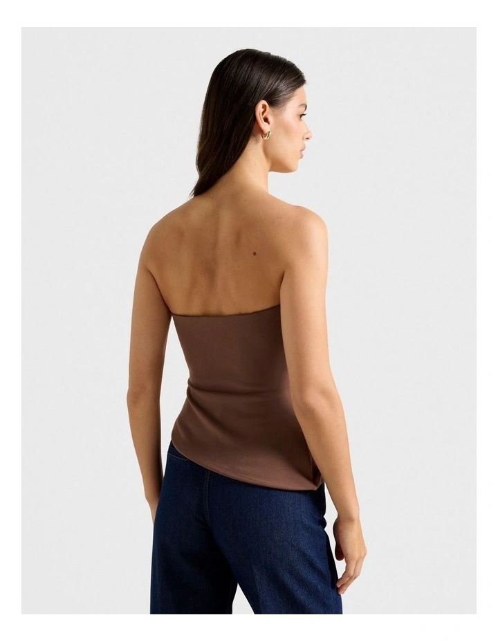 Pattie Asymmetrical Bandeau Top in Brown image 2