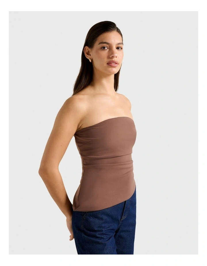 Pattie Asymmetrical Bandeau Top in Brown image 3