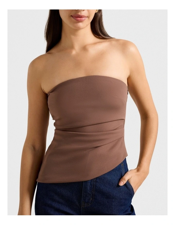 Pattie Asymmetrical Bandeau Top in Brown image 4